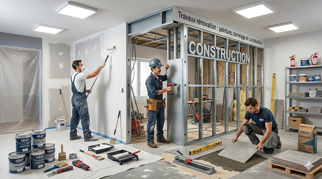 Travaux de rénovation à Casablanca : carrelage, peinture, plomberie, électricité et construction pour maison et entreprise.